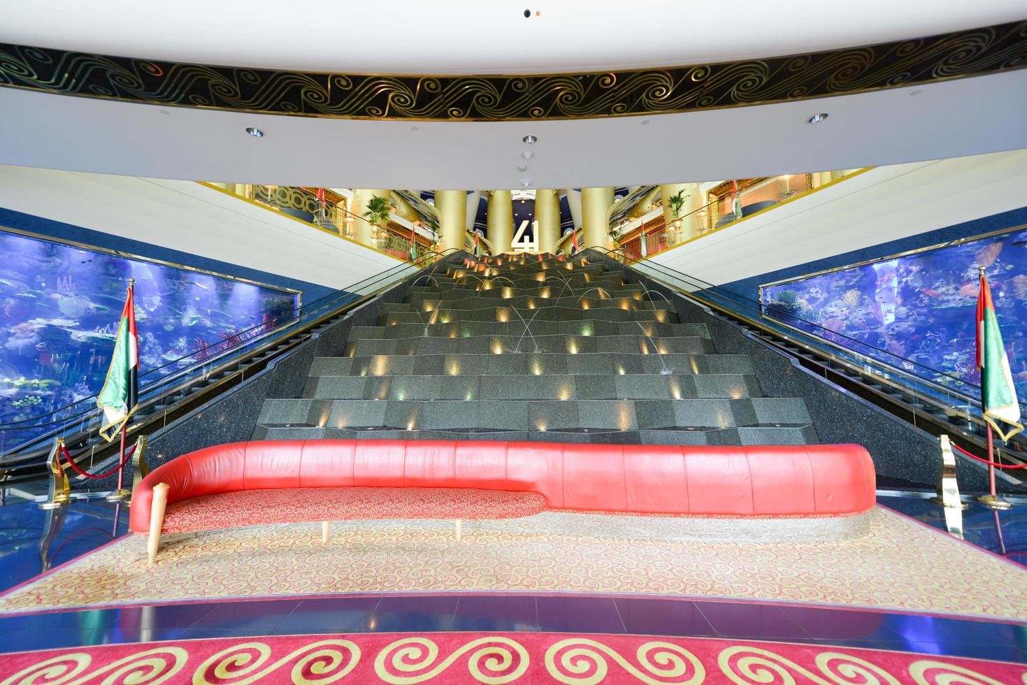 Dubai, UAE - November 25, 2012 -  Interior of the Burj al-Arab, in Dubai, UAE. The Bur is the most exclusive hotel of the world, and seven star in Dubai. photo