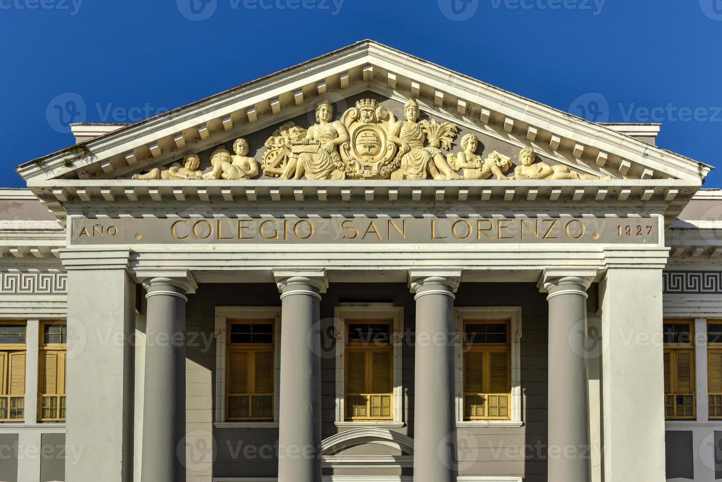 The College of San Lorenzo, a neoclassical building across Marti Park in the Plaza de Armas in Cienfuegos, Cuba. photo