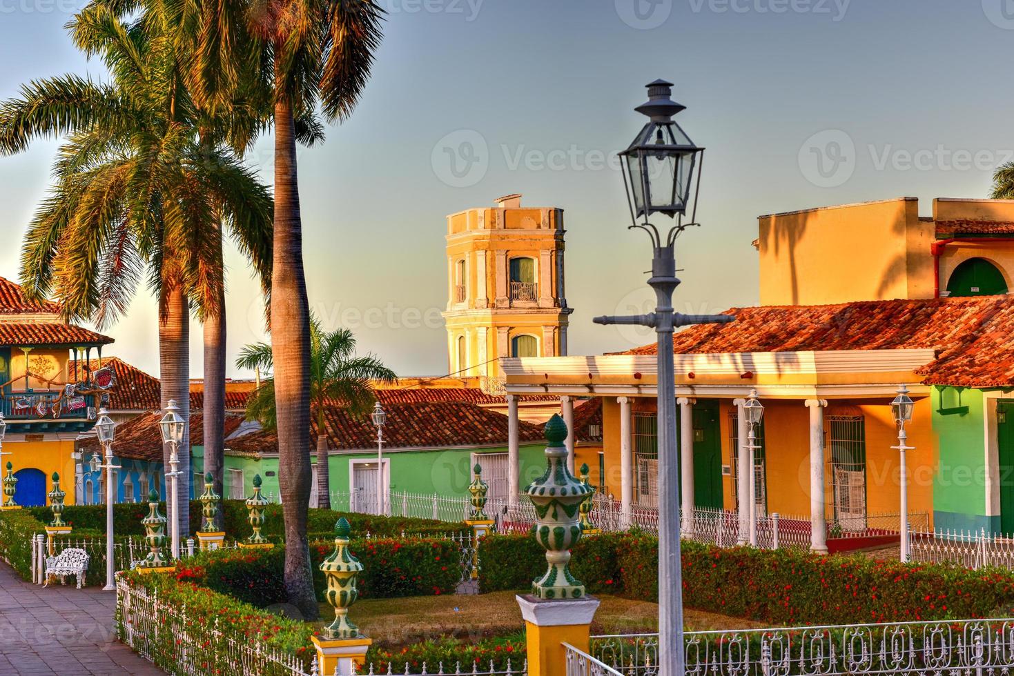 plaza mayor en el centro de trinidad, cuba, un sitio del patrimonio mundial de la unesco. foto