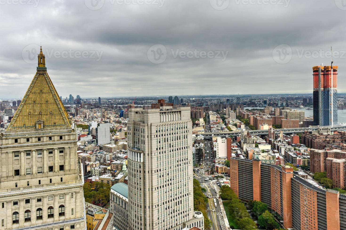 vista aérea del horizonte de la ciudad de nueva york foto