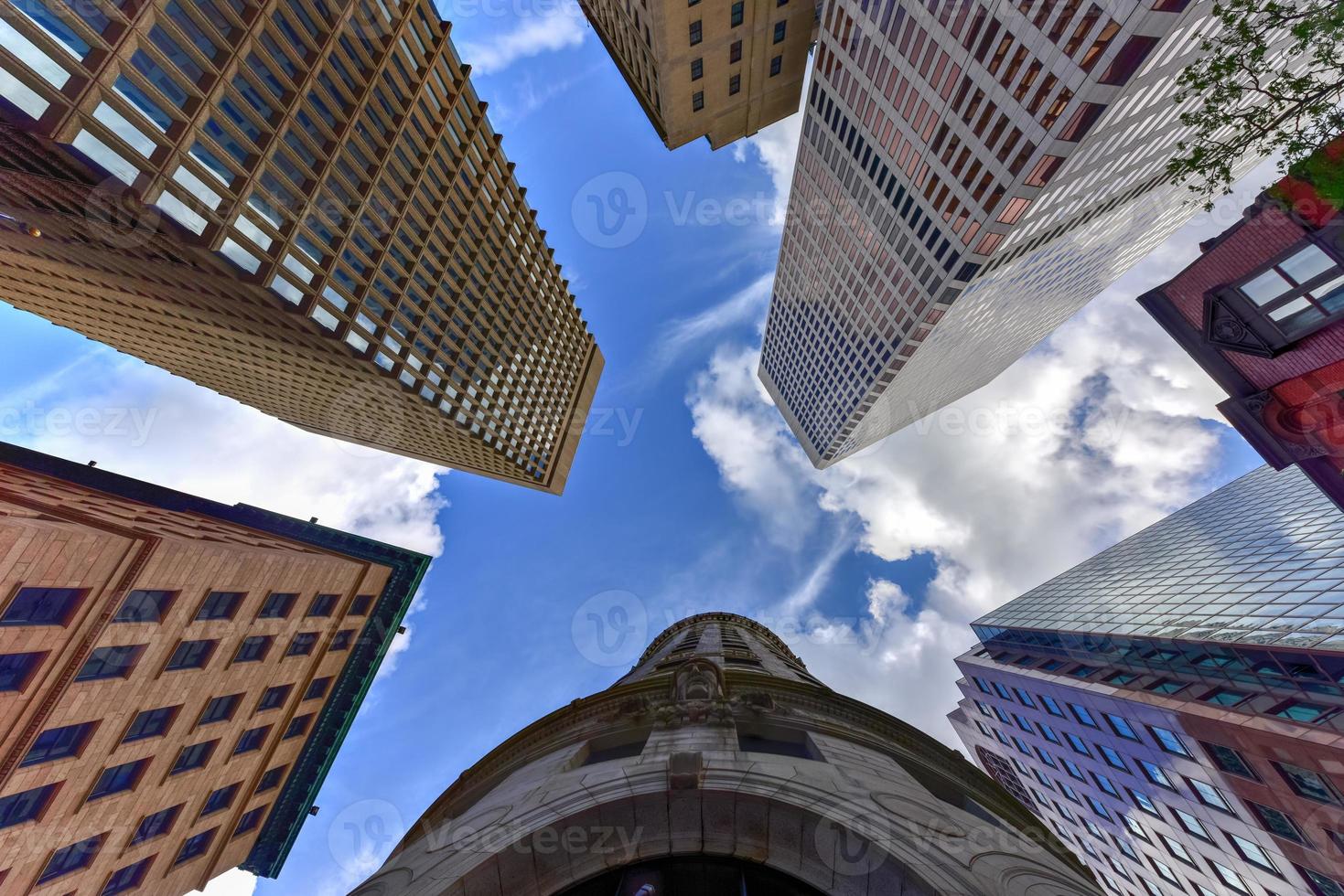 Upward view at the Turk's Head Building. It is a 16-story office high-rise in Providence, Rhode Island. Completed in 1913, the building is one of the oldest skyscrapers in Providence. photo