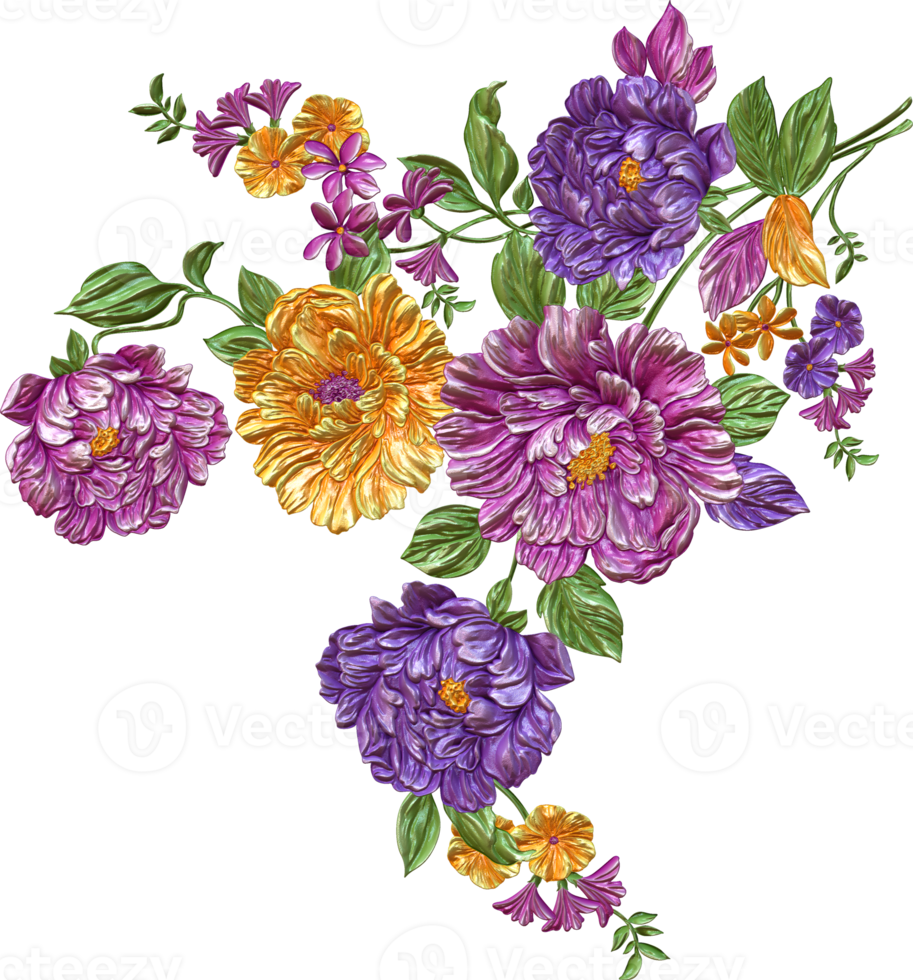 abstrakter metallischer Blumendesignhintergrund, digitale Blumenmalerei, florales Textildesignmaterial, Blumenillustration, Hochzeitsblumenmuster, PNG-Blumenbilder, transparentes dekoratives Blumendesign png