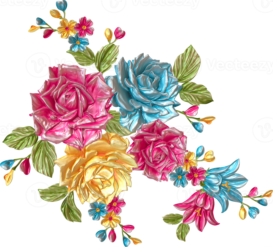 abstract-metallic-flower-design-background-digital-flower-painting
