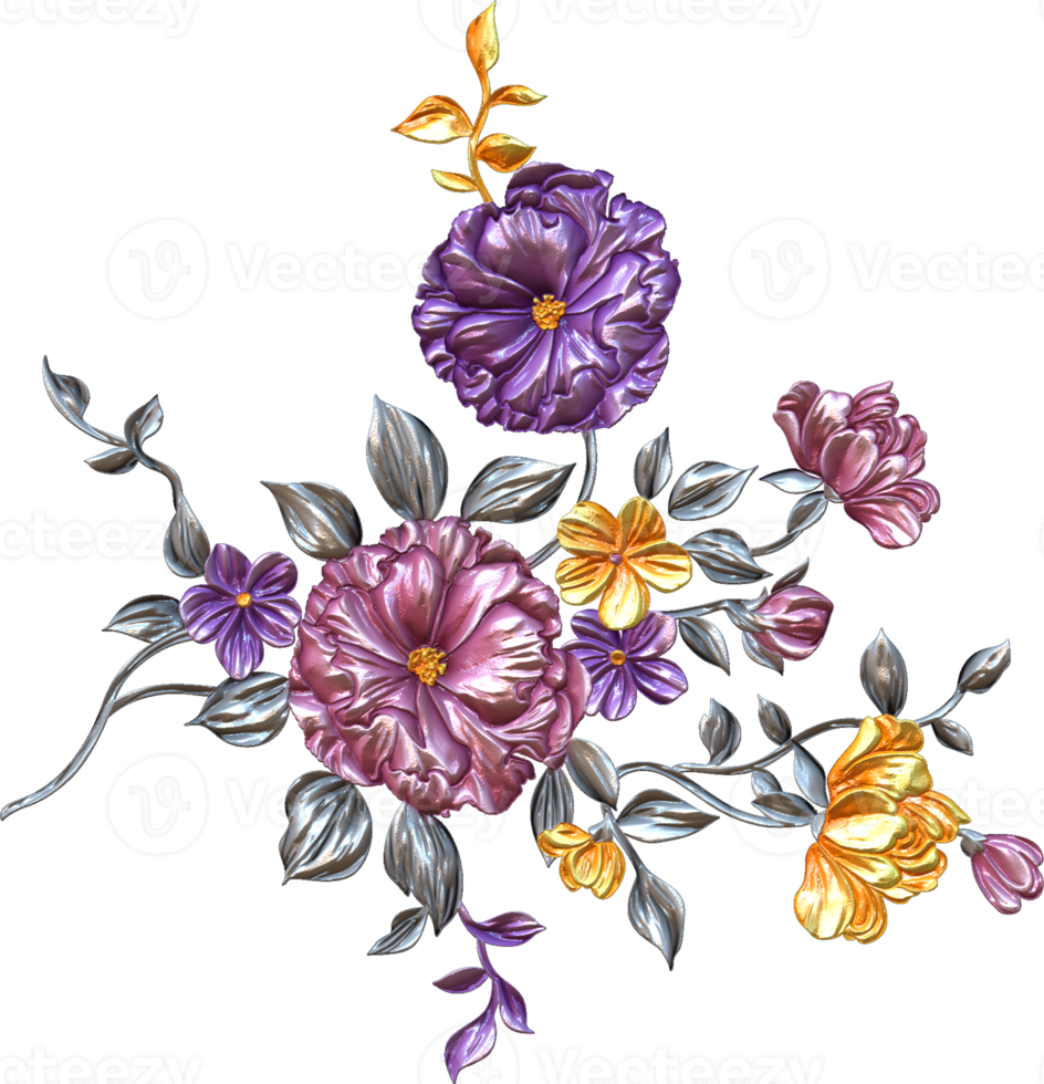 abstract metalen bloem ontwerp achtergrond, digitaal bloem schilderen, bloemen textiel ontwerp materiaal, bloem illustratie, bruiloft bloem patroon, png bloem afbeeldingen, transparant decoratief bloemen ontwerp