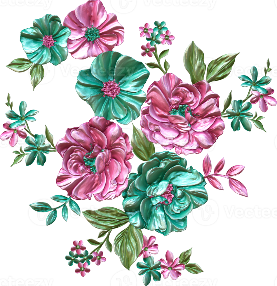 Abstract metallic flower design background,Digital flower painting,Floral textile design material,Flower Illustration,Wedding flower pattern,PNG flower images,Transparent decorative floral design png