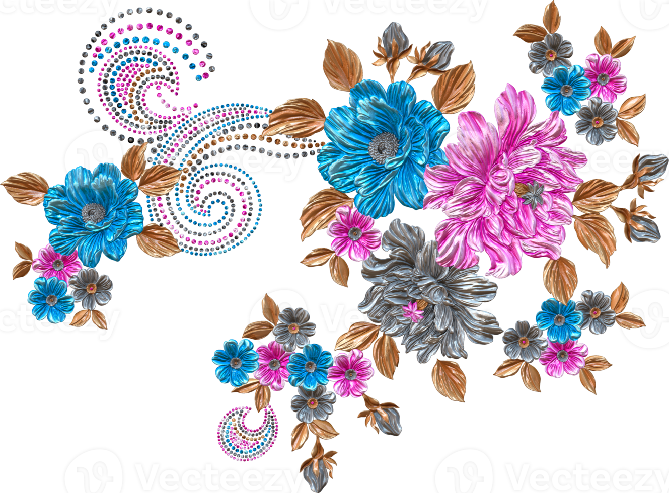 abstract metalen bloem ontwerp achtergrond, digitaal bloem schilderen, bloemen textiel ontwerp materiaal, bloem illustratie, bruiloft bloem patroon, png bloem afbeeldingen, transparant decoratief bloemen ontwerp