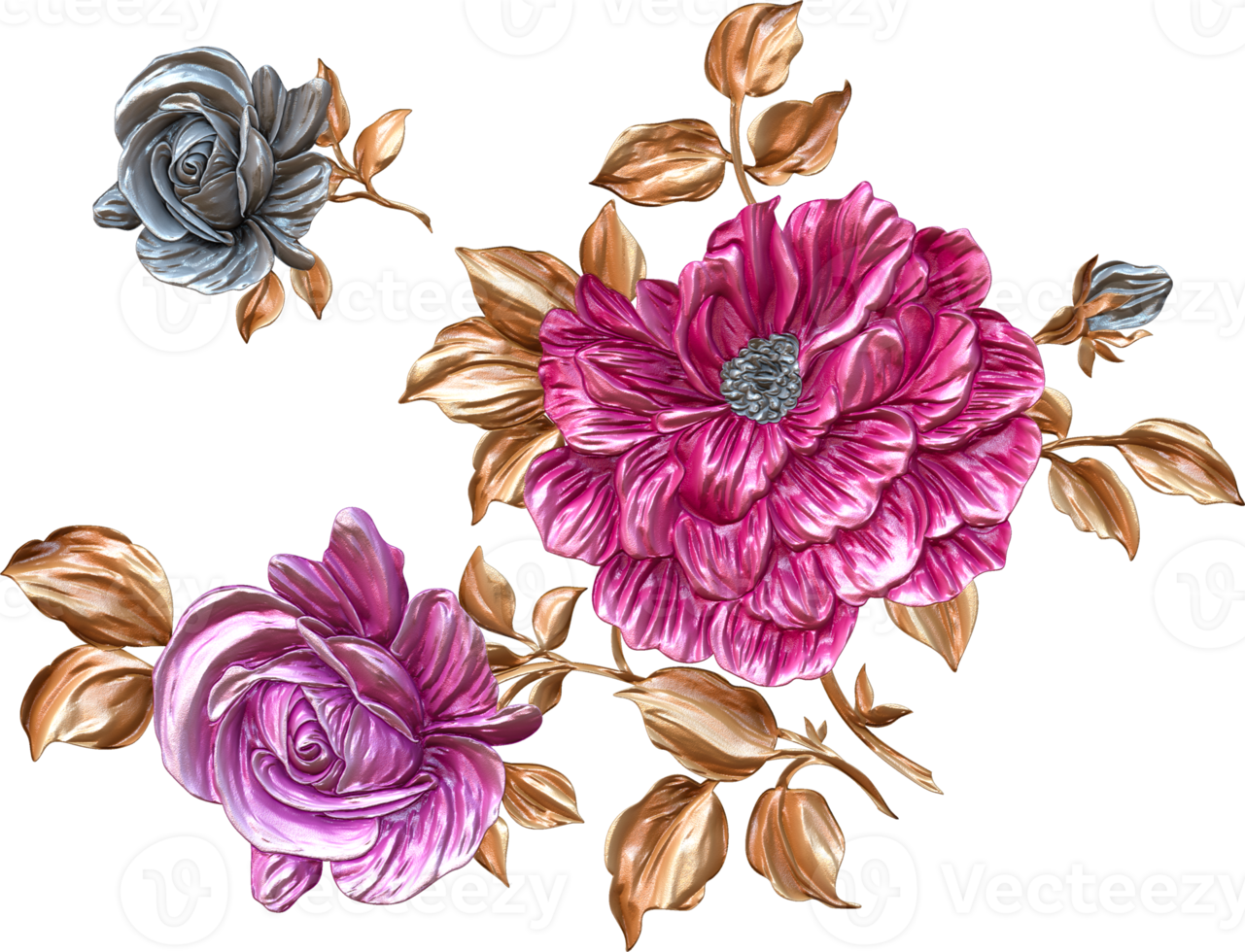 abstract metalen bloem ontwerp achtergrond, digitaal bloem schilderen, bloemen textiel ontwerp materiaal, bloem illustratie, bruiloft bloem patroon, png bloem afbeeldingen, transparant decoratief bloemen ontwerp