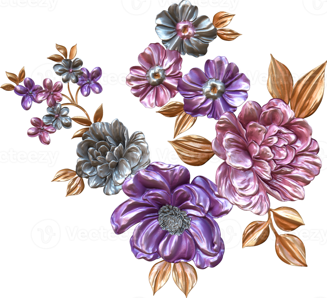 abstract metalen bloem ontwerp achtergrond, digitaal bloem schilderen, bloemen textiel ontwerp materiaal, bloem illustratie, bruiloft bloem patroon, png bloem afbeeldingen, transparant decoratief bloemen ontwerp