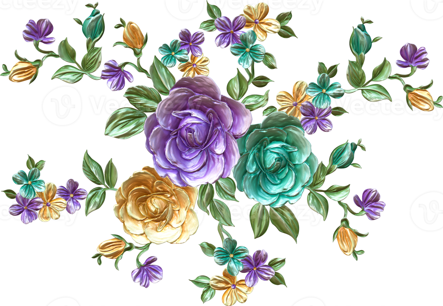 abstract-metallic-flower-design-background-digital-flower-painting