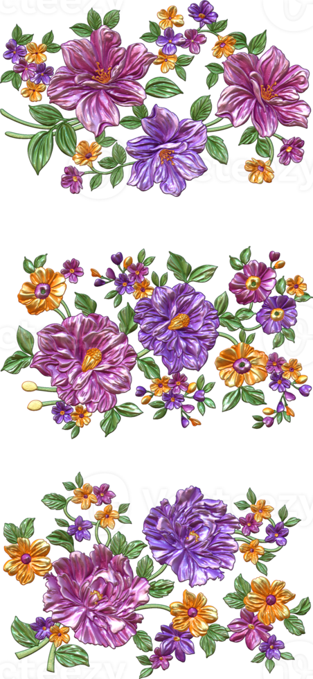 ossy Flower PaiDigital Oilpainted Floral pattern,Glitter Flower Design,Embossed flower pattern,Glnting,Textile Flower Material png