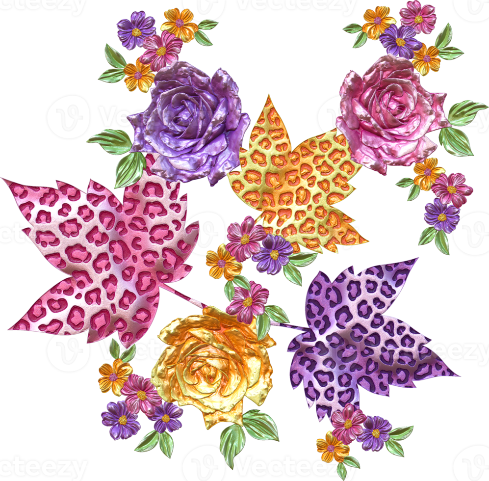 astratto metallico fiore design con trasparente sfondo, digitale fiore pittura, floreale tessile design materiale, fiore illustrazione,rilievo fiore modello, png fiore immagini, floreali designn