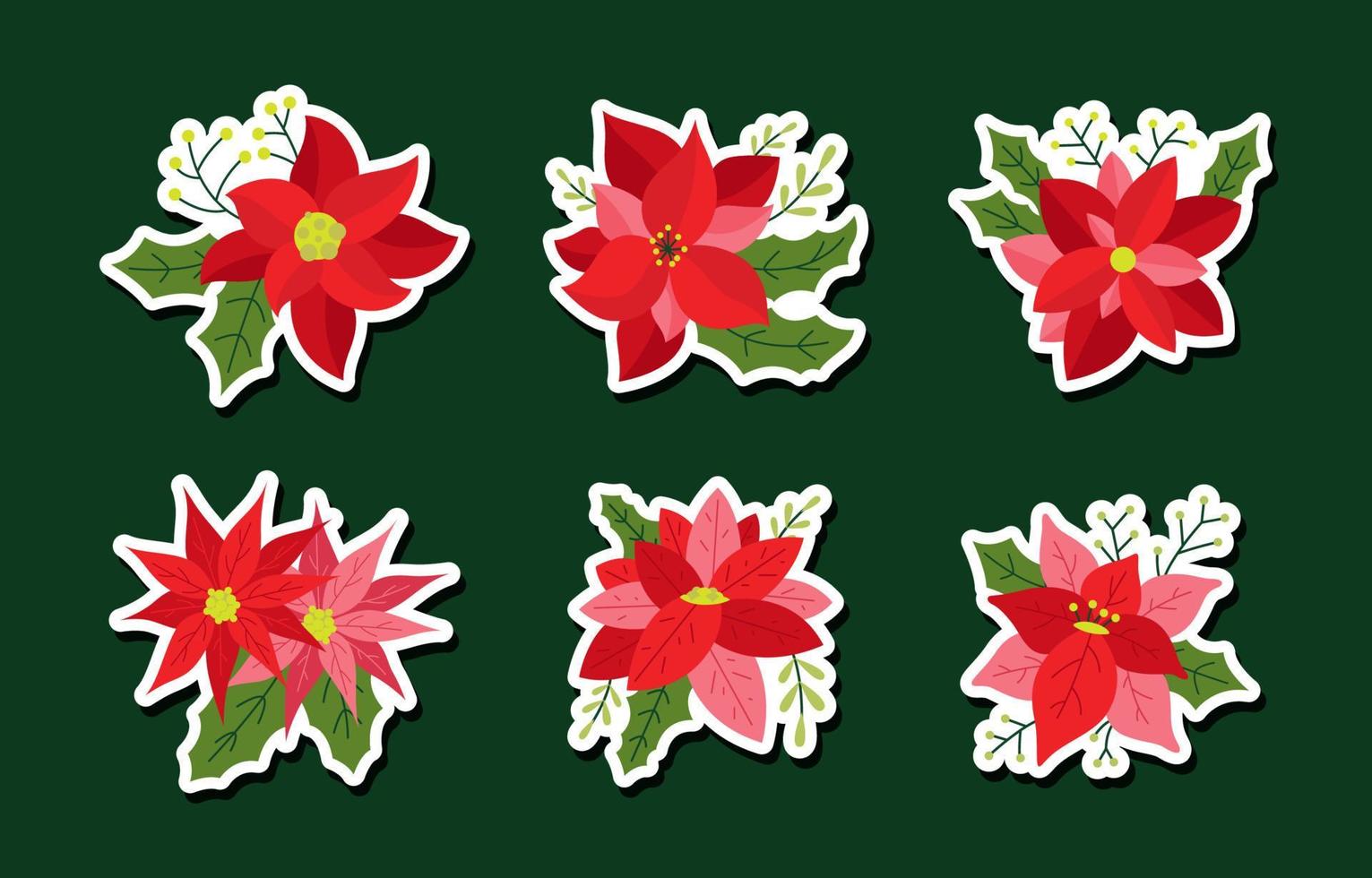 Poinsettias Sticker Set for Journal Planner vector