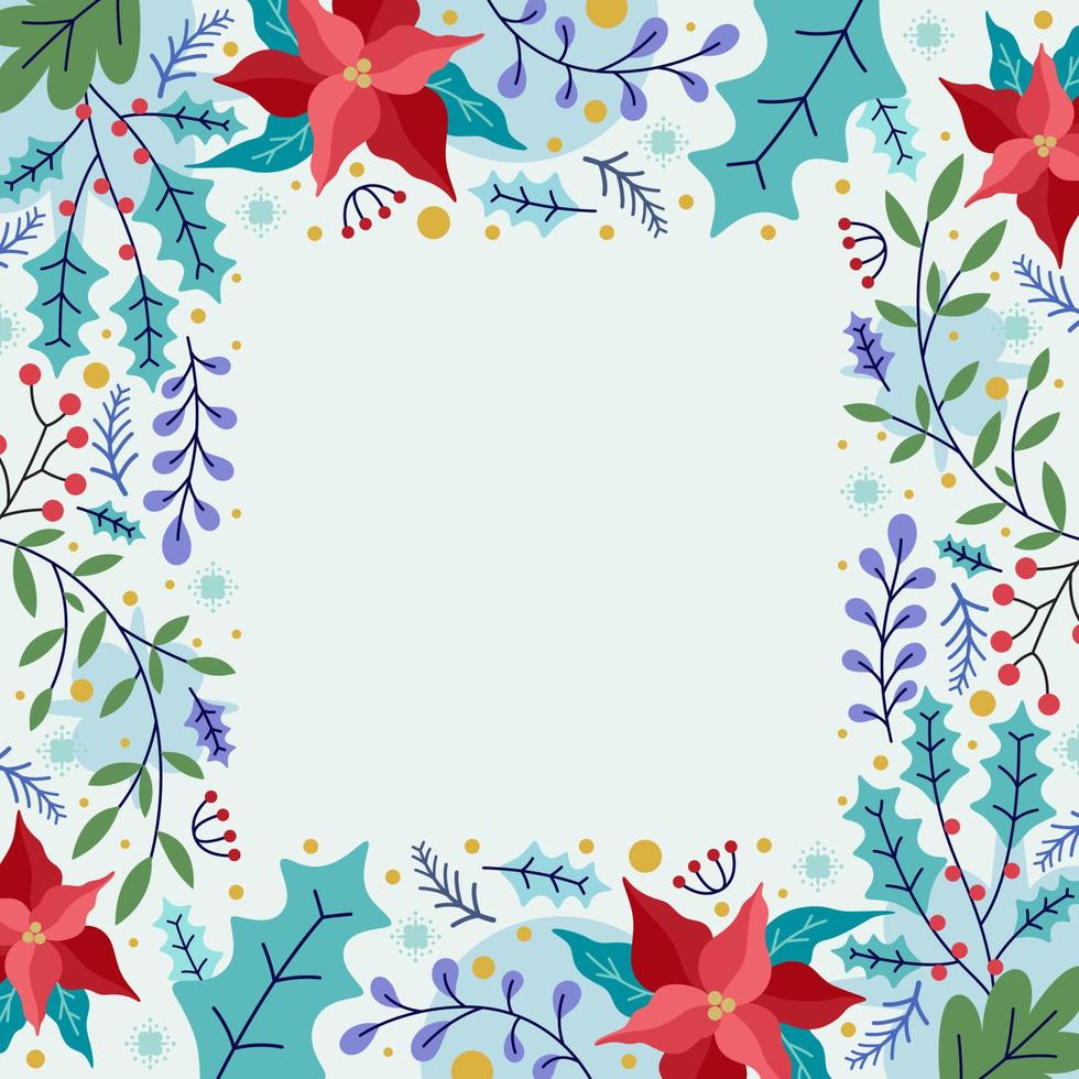 concepto de borde floral de invierno vector