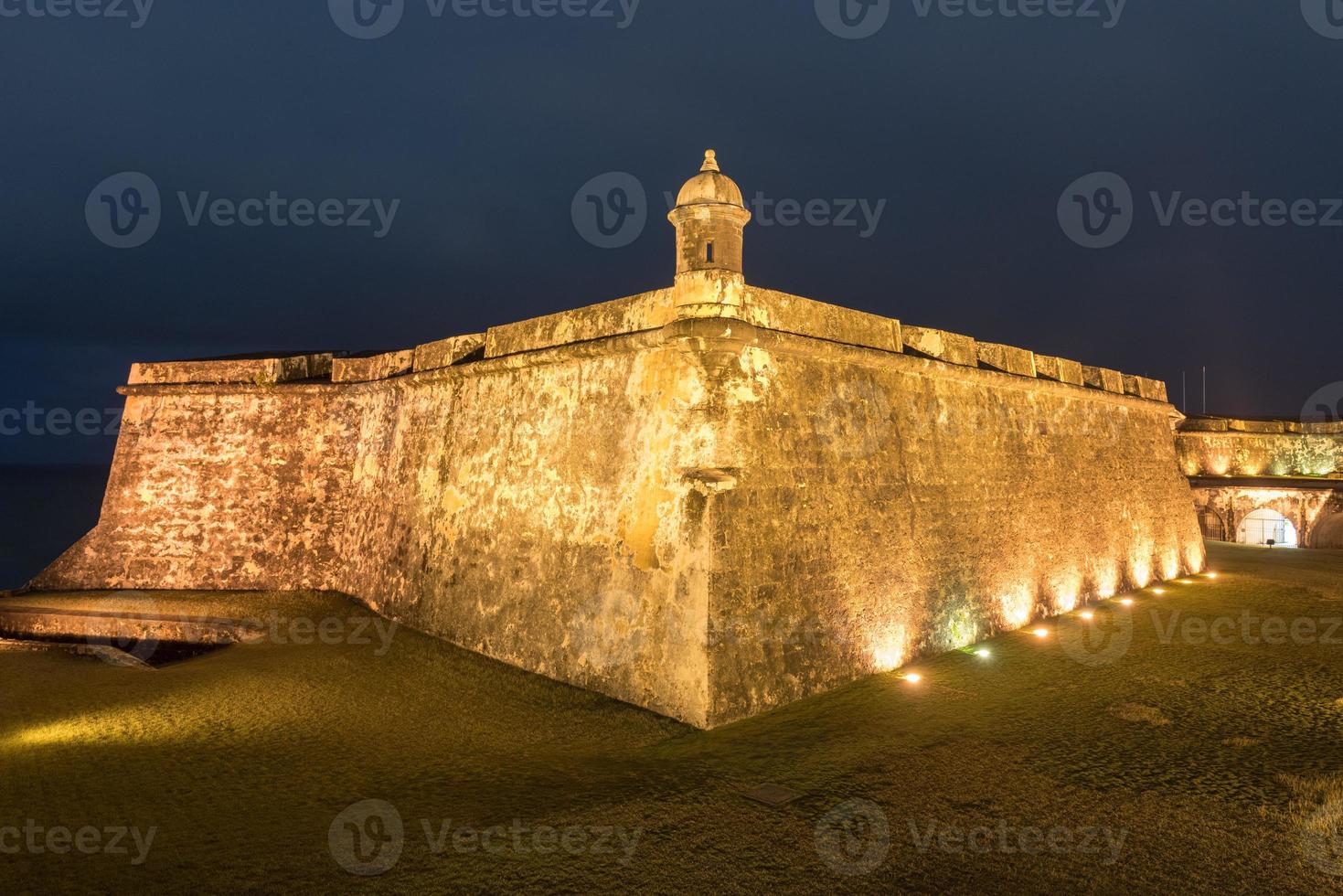 Castillo San Felipe del Morro also known as Fort San Felipe del Morro or Morro Castle at dusk. It is a 16th-century citadel located in San Juan, Puerto Rico. photo