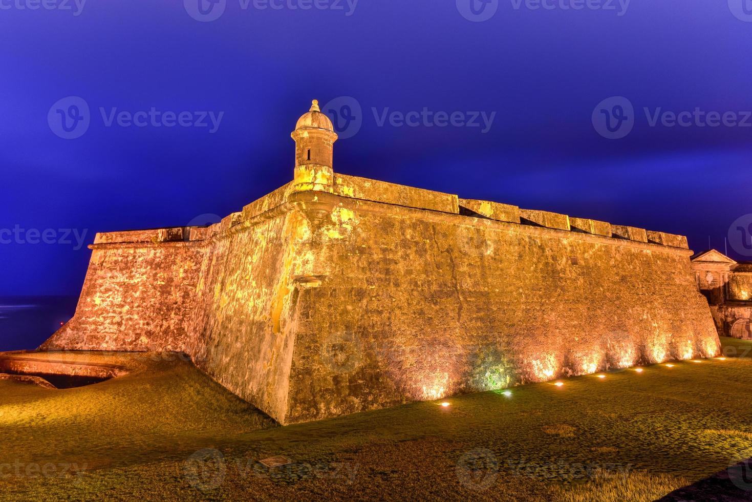 Castillo San Felipe del Morro also known as Fort San Felipe del Morro or Morro Castle at dusk. It is a 16th-century citadel located in San Juan, Puerto Rico. photo