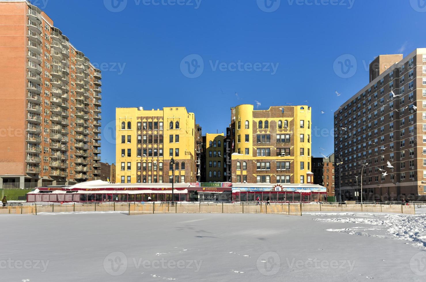 Coney Island Beach in Brooklyn, New York after a major snowstorm. photo