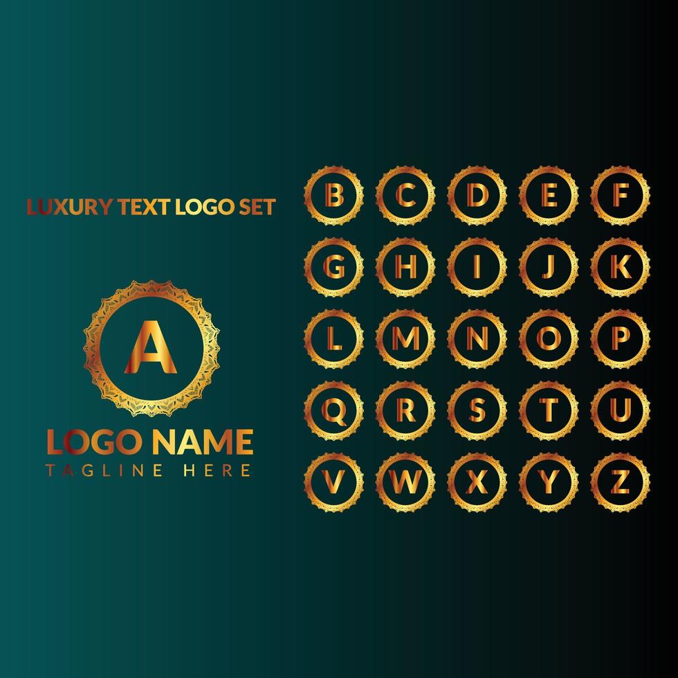 conjunto de logotipos de letras doradas ornamentales de lujo vector