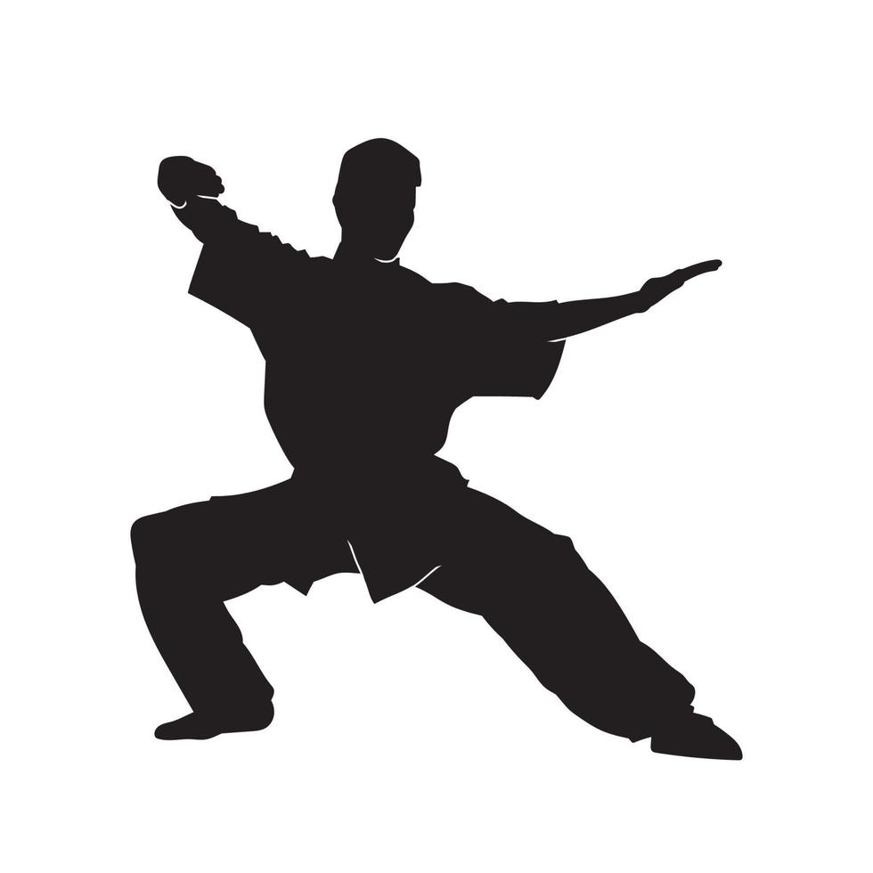 silhouette of a kungfu martial art master. silhouette of a traditional ...