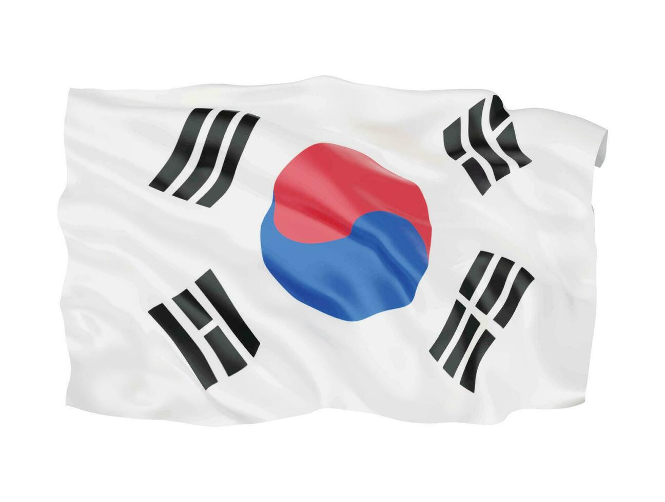 3d bandera de corea del sur símbolo de signo nacional vector