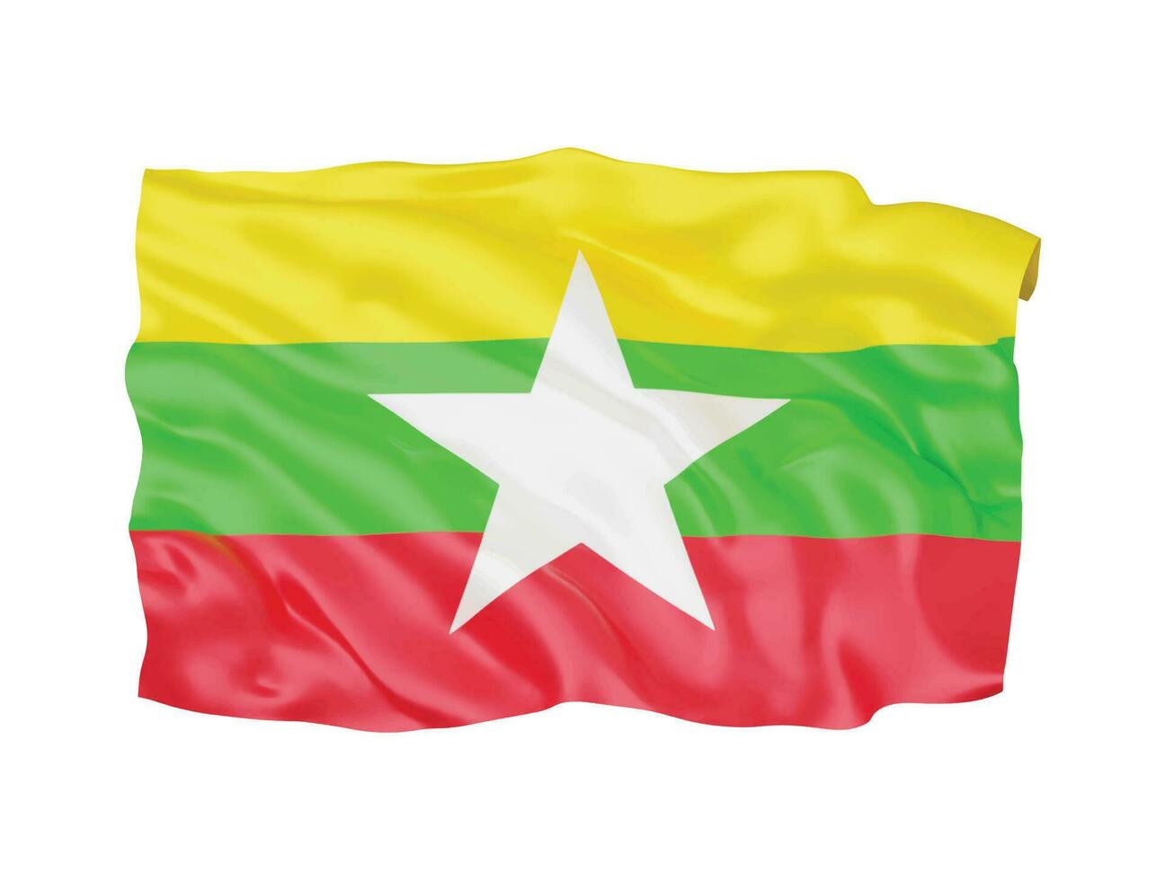 3d bandera de myanmar símbolo de signo nacional vector