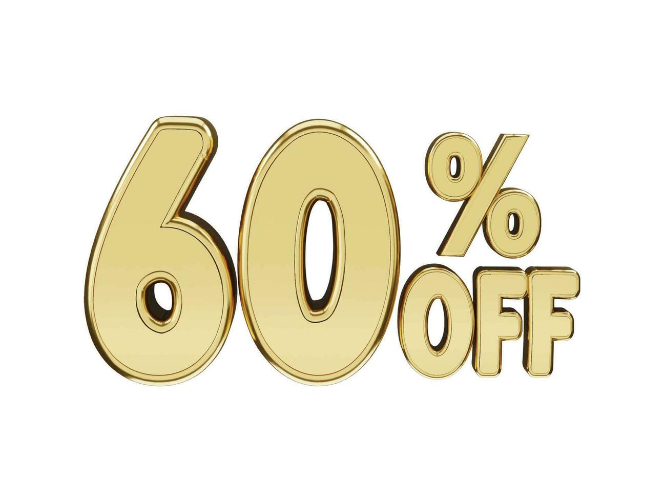 65 percent Golden number with 3d rendering vector