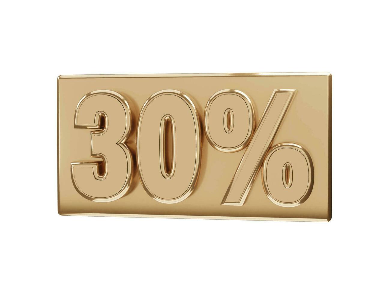 30 percent Golden number with 3d rendering vector