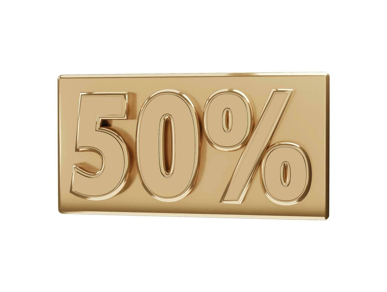 50 percent Golden number with 3d rendering vector