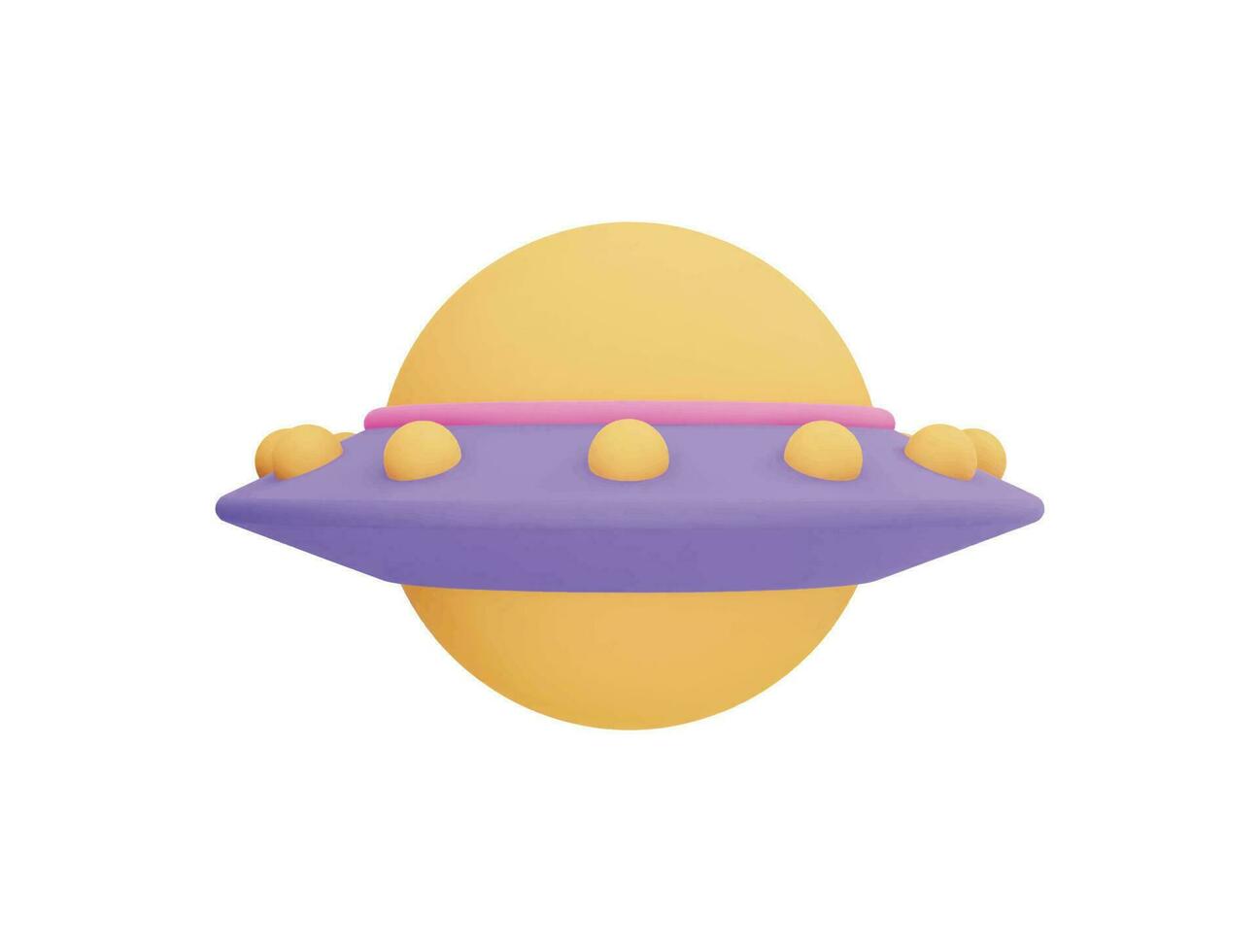 Ufo spaceship with 3d vector icon cartoon minimal style