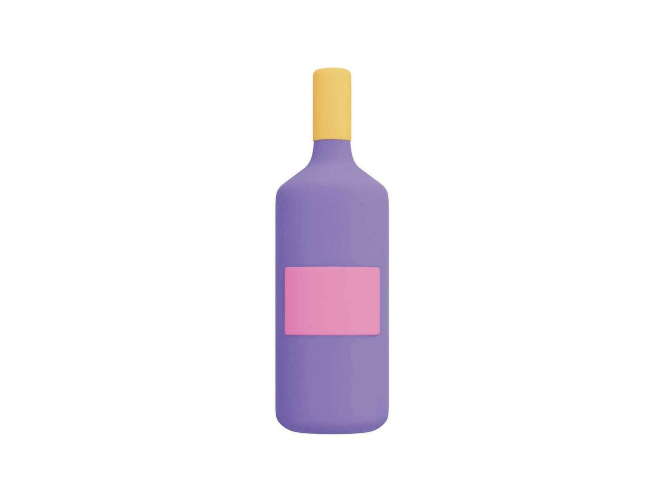 maqueta de botella de vino con etiqueta con icono de vector 3d estilo minimalista de dibujos animados