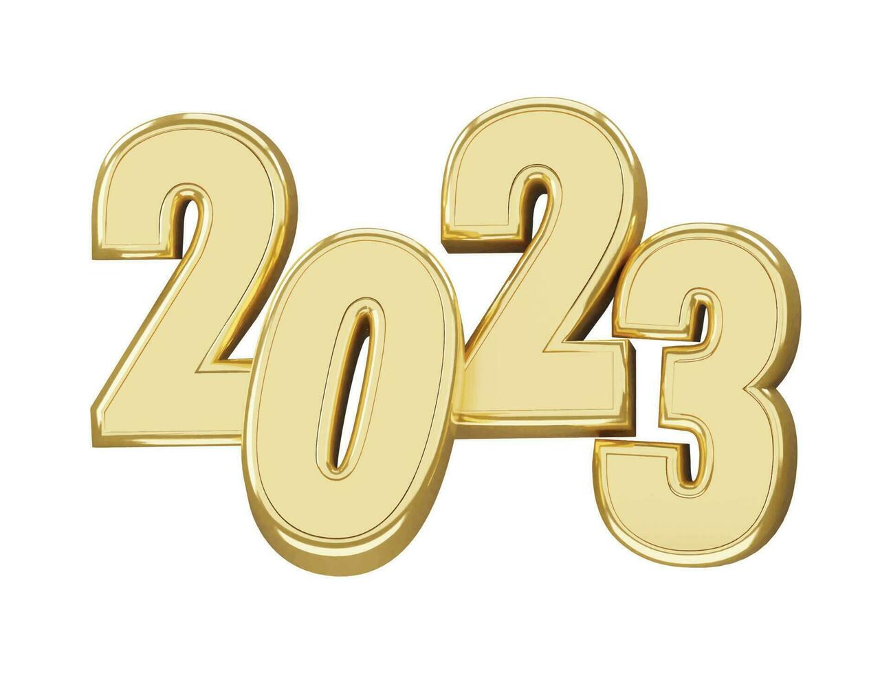 Realistic 3d rendering 2023 new year text effect vector