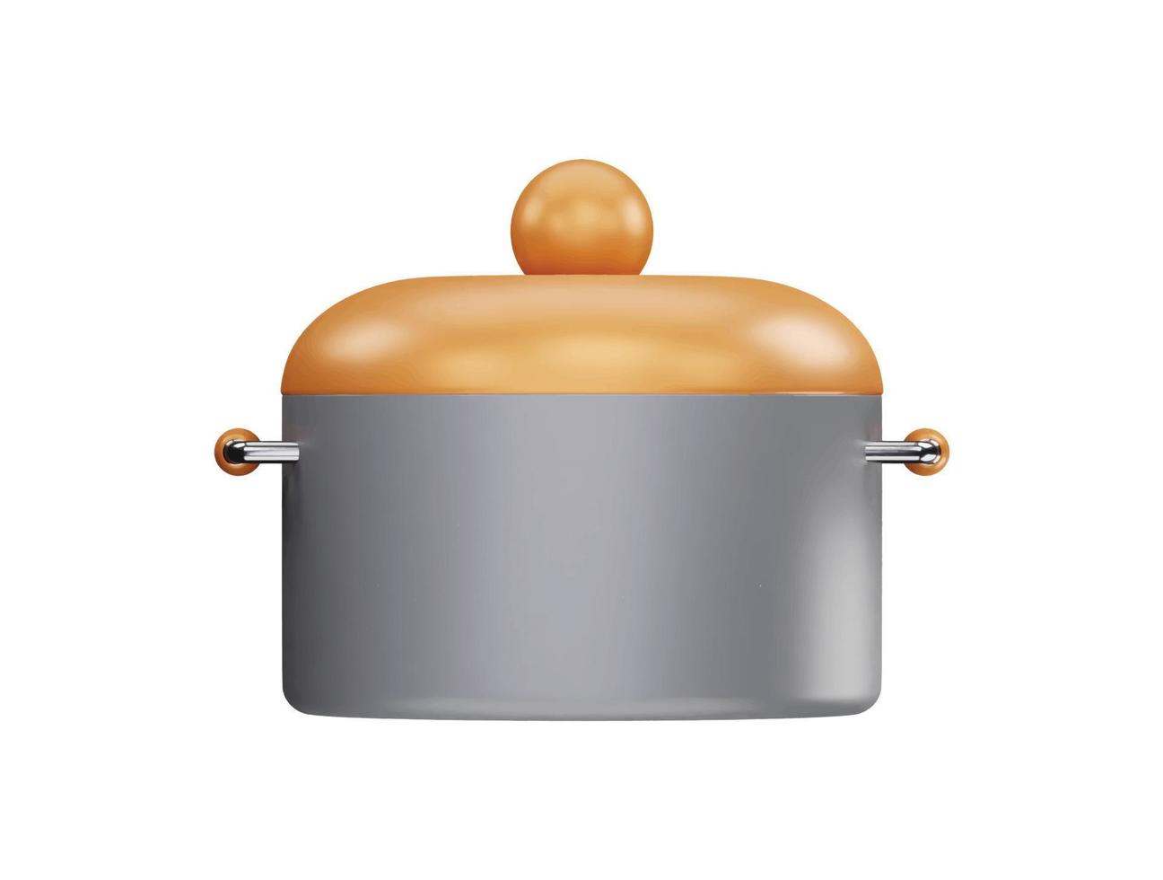olla de cocina con icono de vector 3d estilo minimalista de dibujos animados