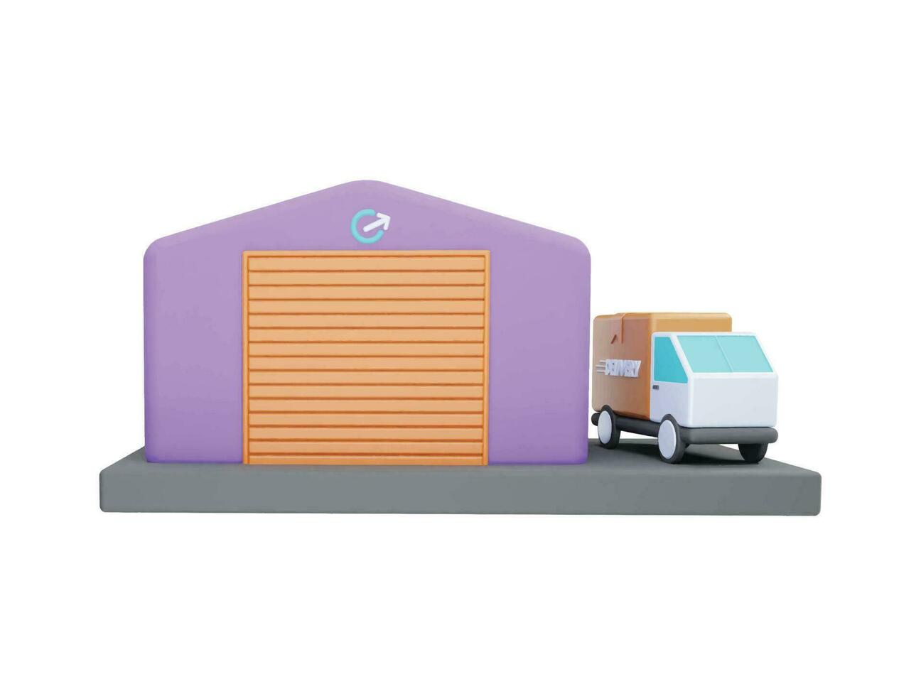 coche y garaje de coche con icono de vector 3d estilo minimalista de dibujos animados