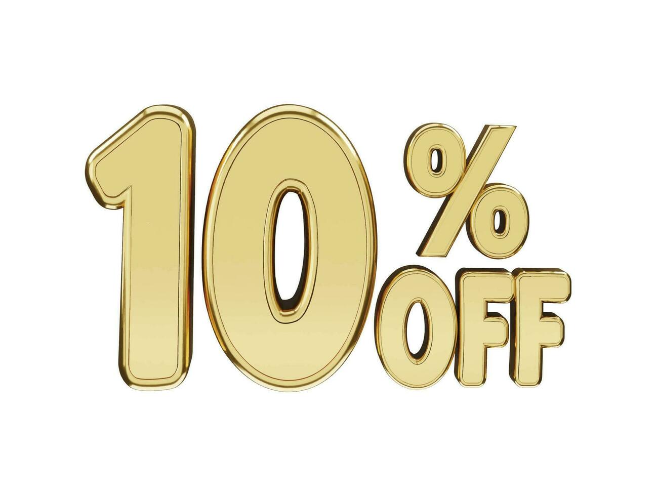 10 percent Golden number with 3d rendering vector