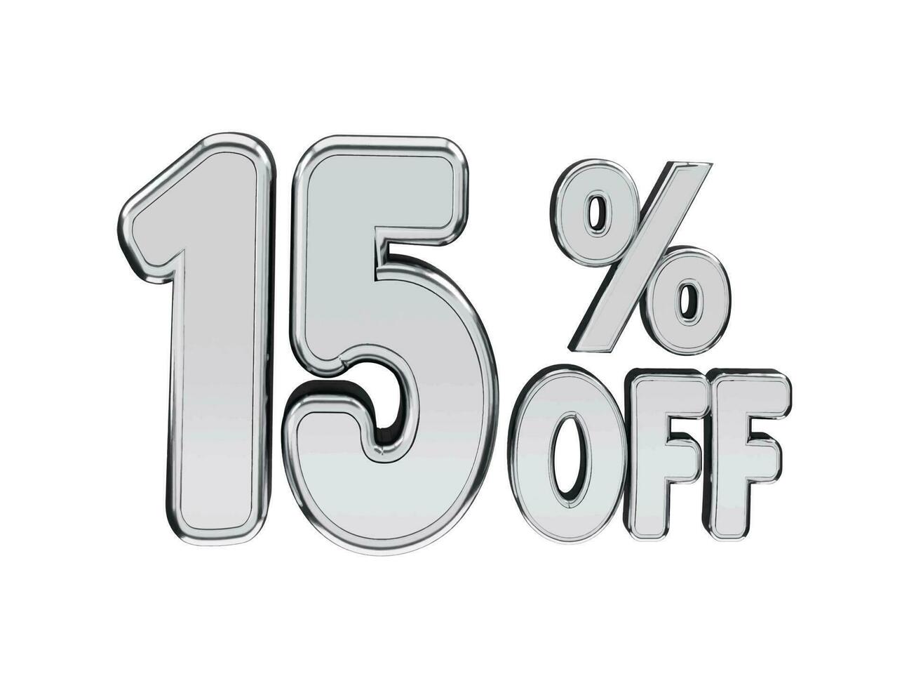 15 percent gold and silver number with 3d rendering vector