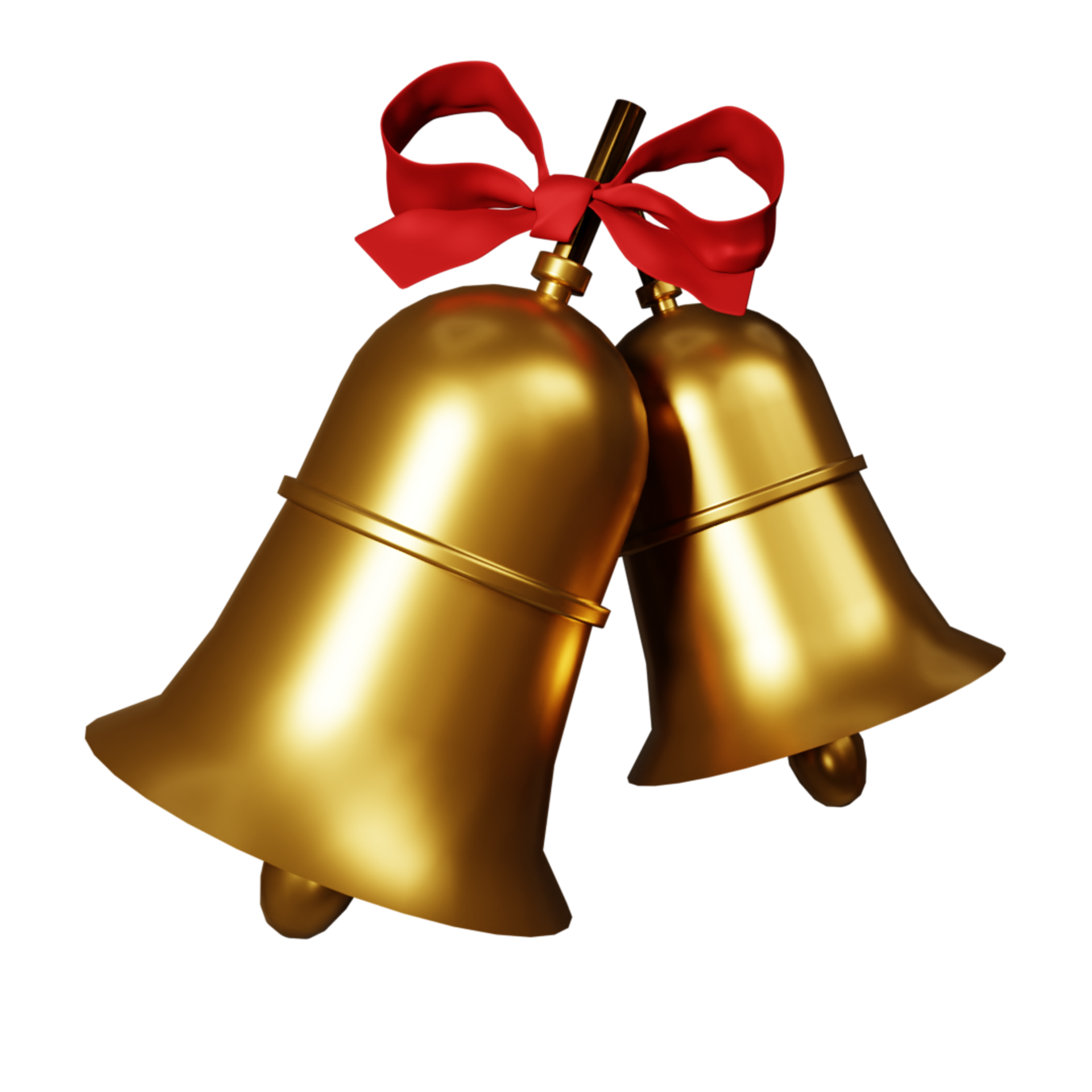 3D two Christmas bell with gold 16651429 PNG