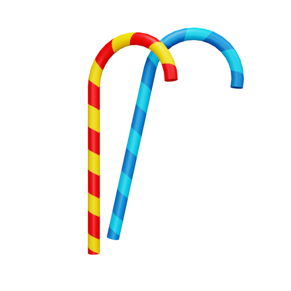 bâton de canne en bonbon 3d avec couleur arc-en-ciel png