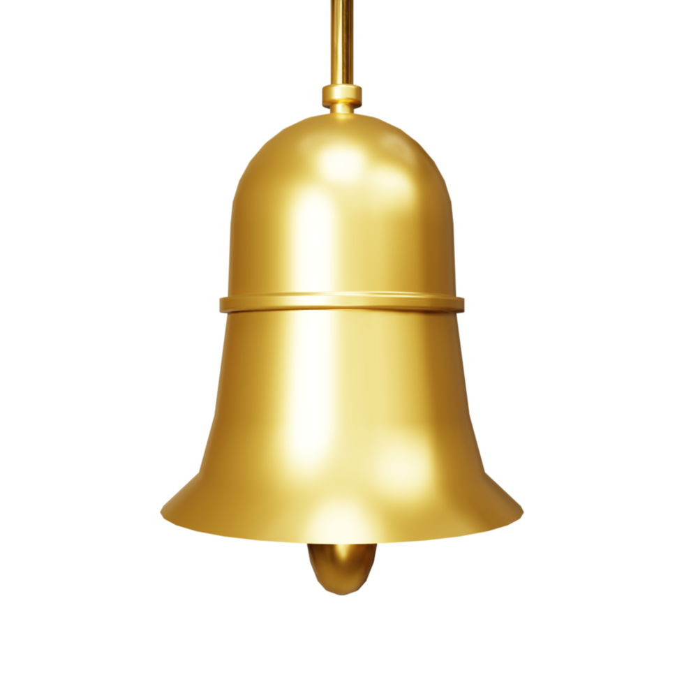 3D Christmas Bell with gold color png