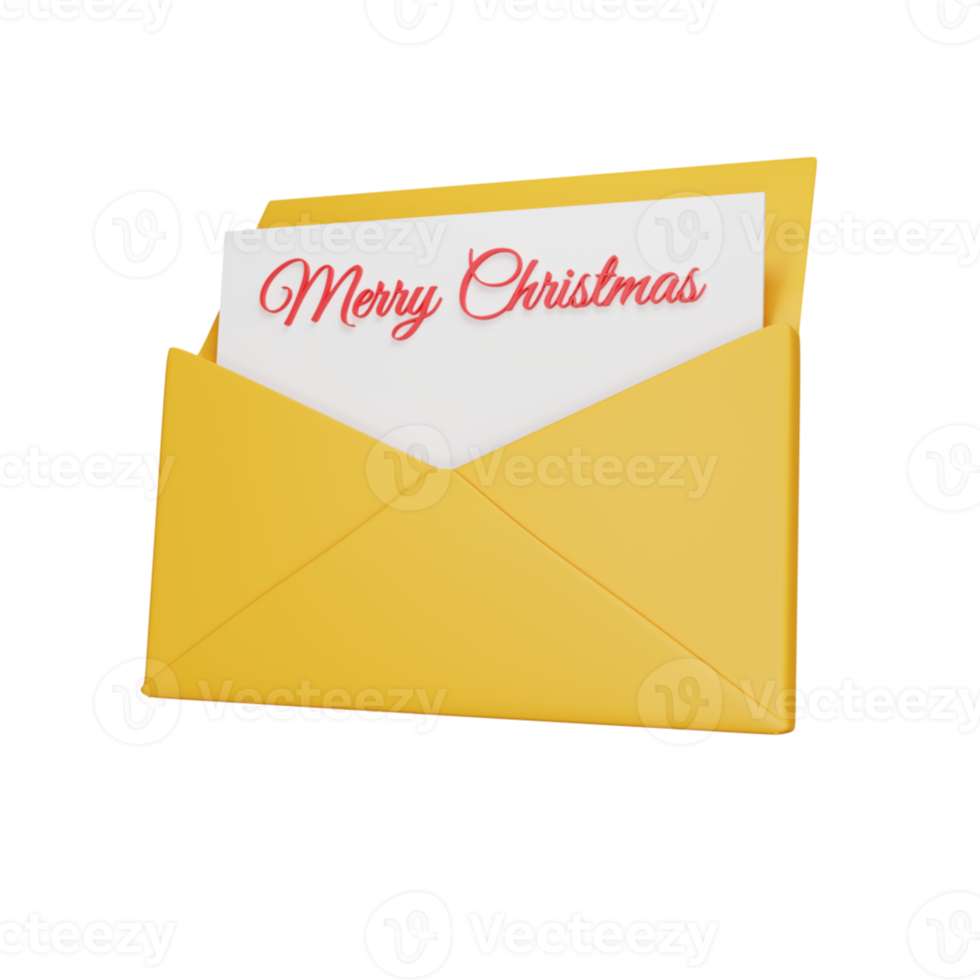 3D Christmas whishing envelope png