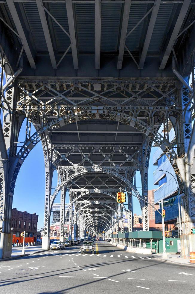 New York City - Feb 17, 2020 -  Underside of the steel girders of Riverside Drive in Manhattan, New York City. photo