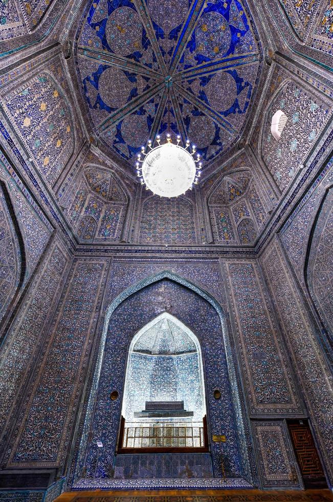 Khiva, Uzbekistan - Jul 13, 2019 -  Pahlavan-Mahmud Mausoleum in Khiva, Uzbekistan. Done in the tradition of Khorezm architecture of XVIII-XIX centuries. photo