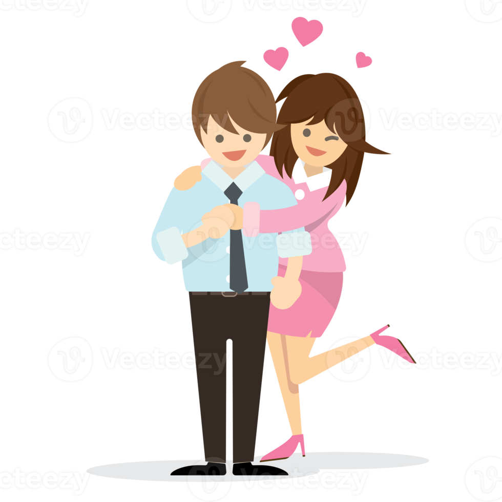 Free ilustración de una pareja feliz aislada con ropa de oficina sonriendo  y riendo juntos abrazándose y tocándose tiernamente. 16652460 PNG with  Transparent Background