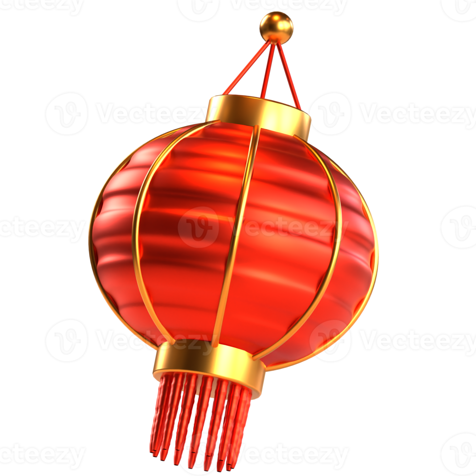 Chinese new year icon round lantern 3D render png