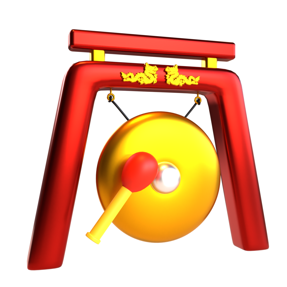 Chinese new year icon gong drum 3D render png