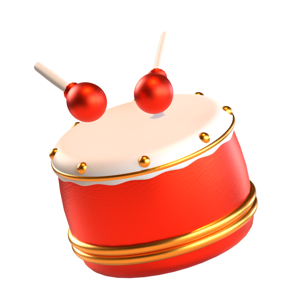 Chinese new year icon drum 3D render png