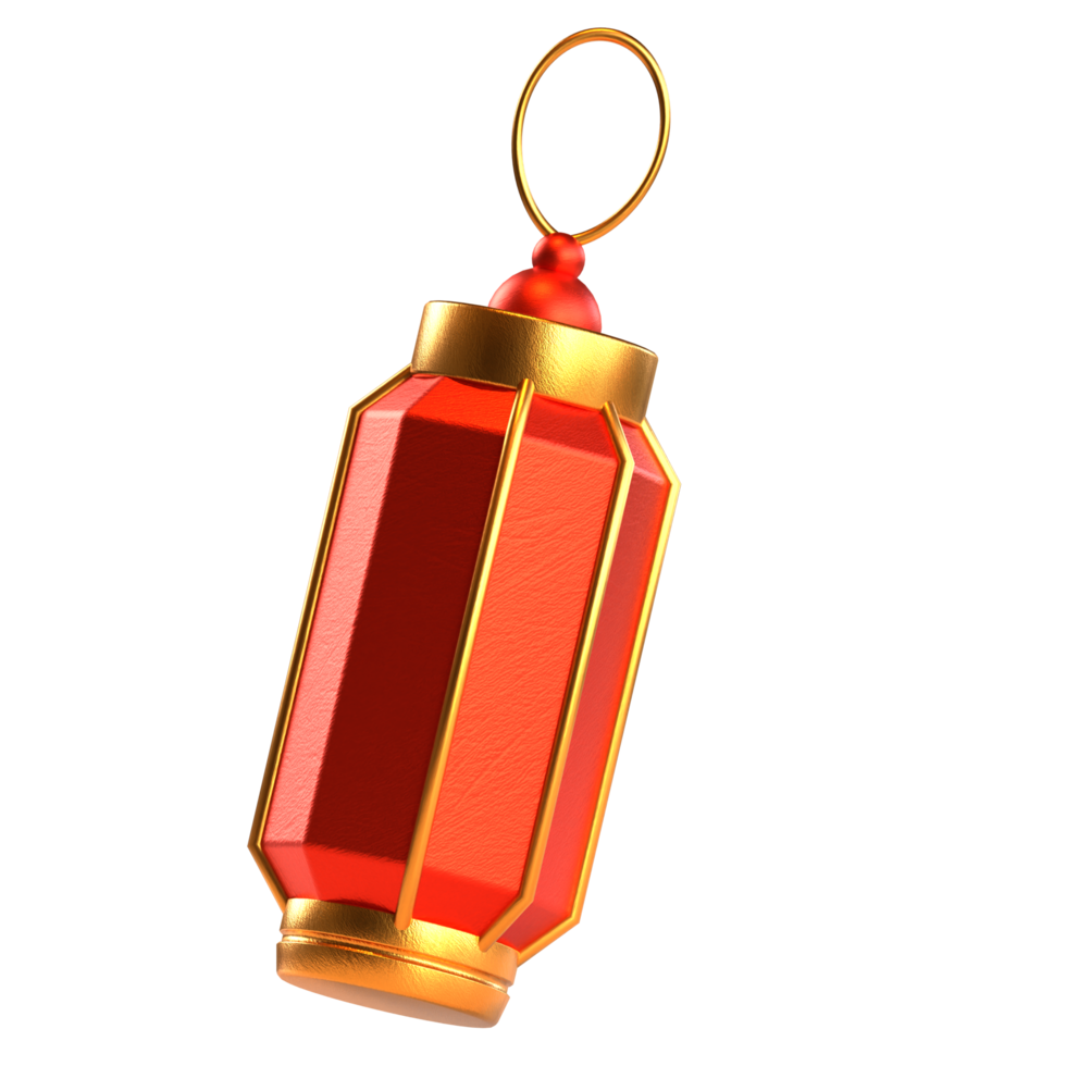 Chinese new year icon square lantern 3D render png