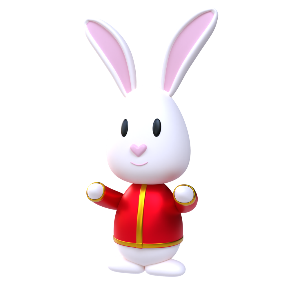 Chinese new year icon cute rabbit 3D render png