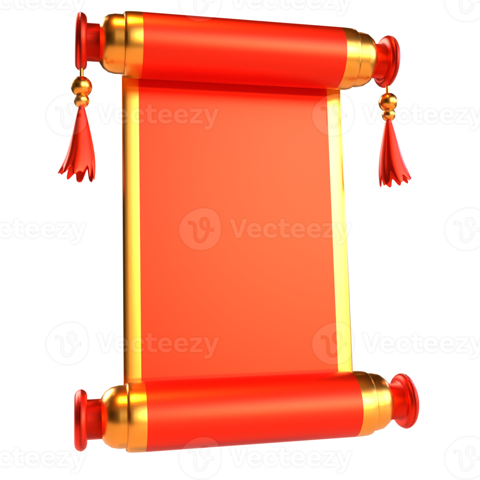 Chinese new year icon hand scroll 3D render png