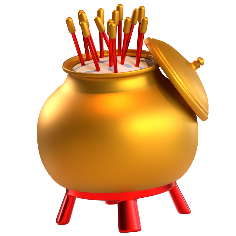 Chinese new year icon incense pot 3D render png