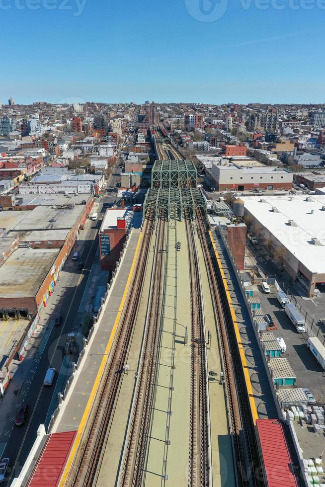 Brooklyn, New York - Apr 8, 2021 -  Ninth Street Bridge at the Smith and 9th Street Subway station in the Gowanus neighborhood of Brooklyn, New York. photo