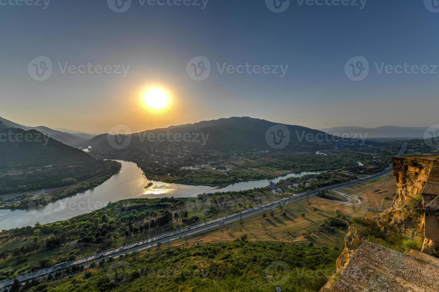 View from the Cross Monastery located on the hill near the town Mtskheta, Georgia. photo